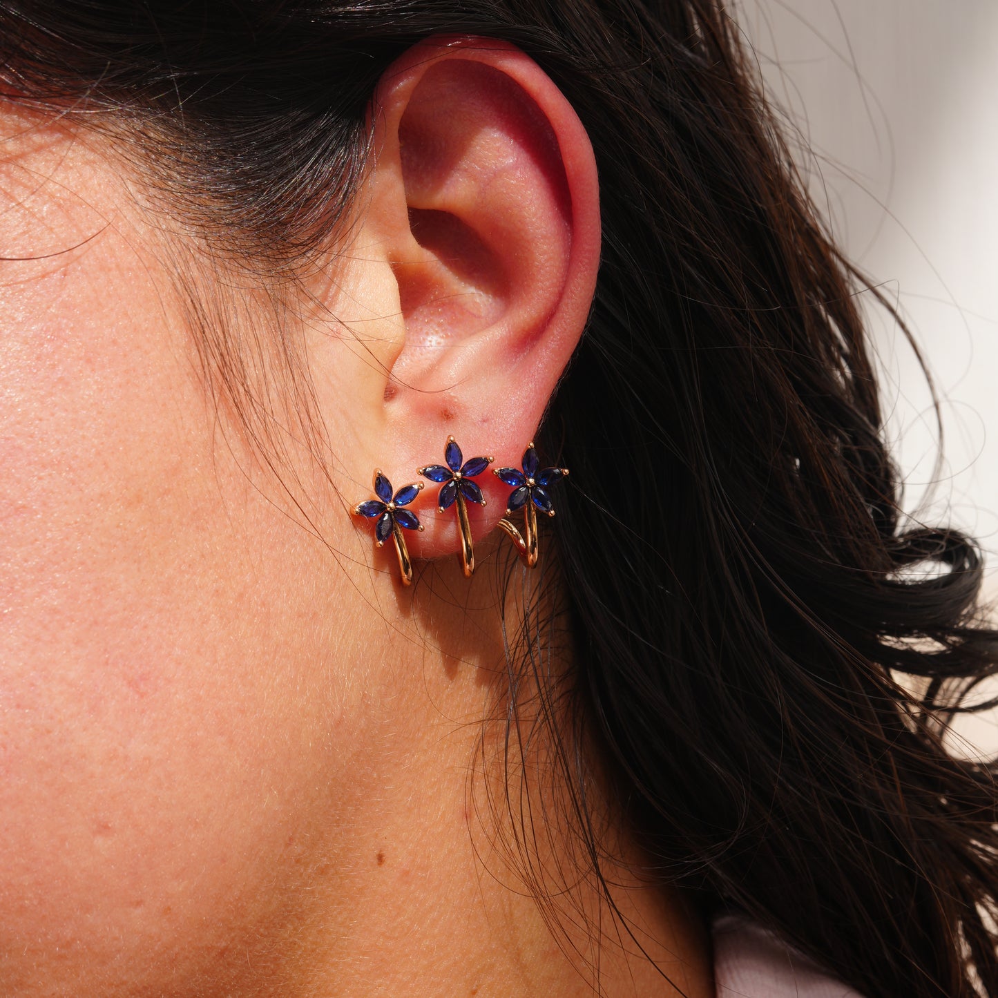 Blue Bloom Spiral Earrings