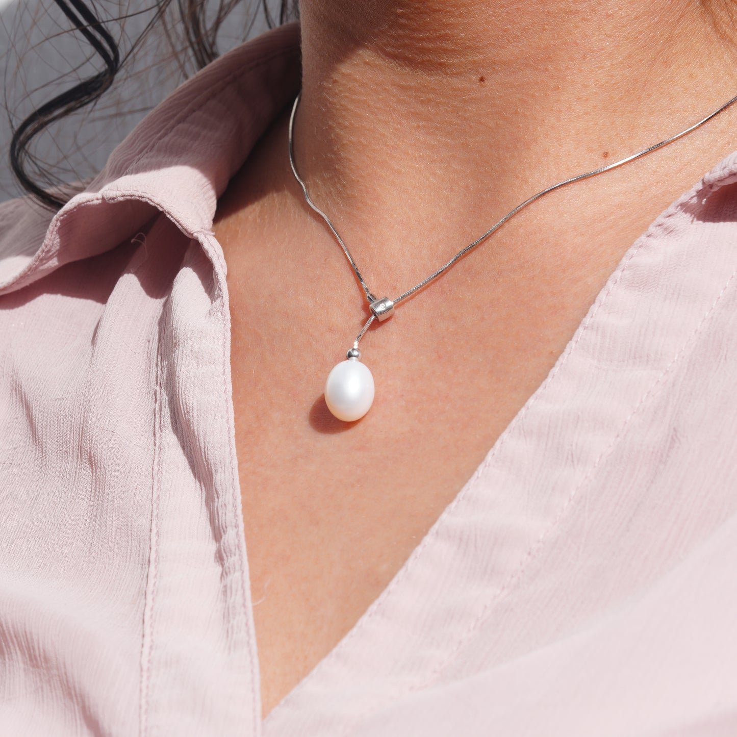 Adjustable Pearl Drop Necklace