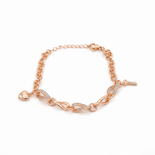 Golden Heart & Key Bracelet