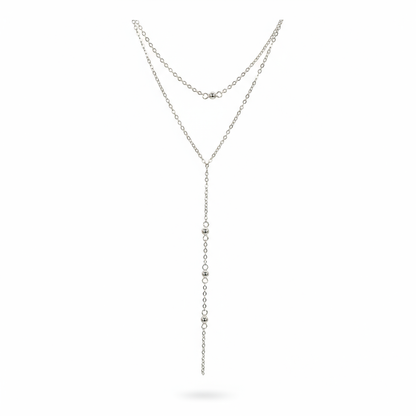 Silver Layered Drop Necklace