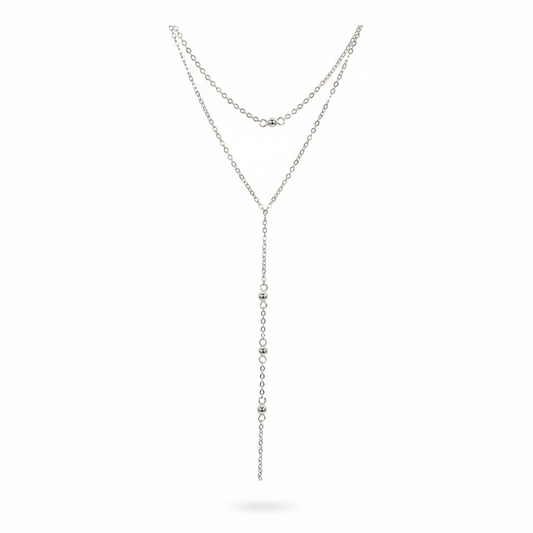 Silver Layered Drop Necklace