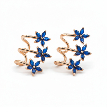 Blue Bloom Spiral Earrings